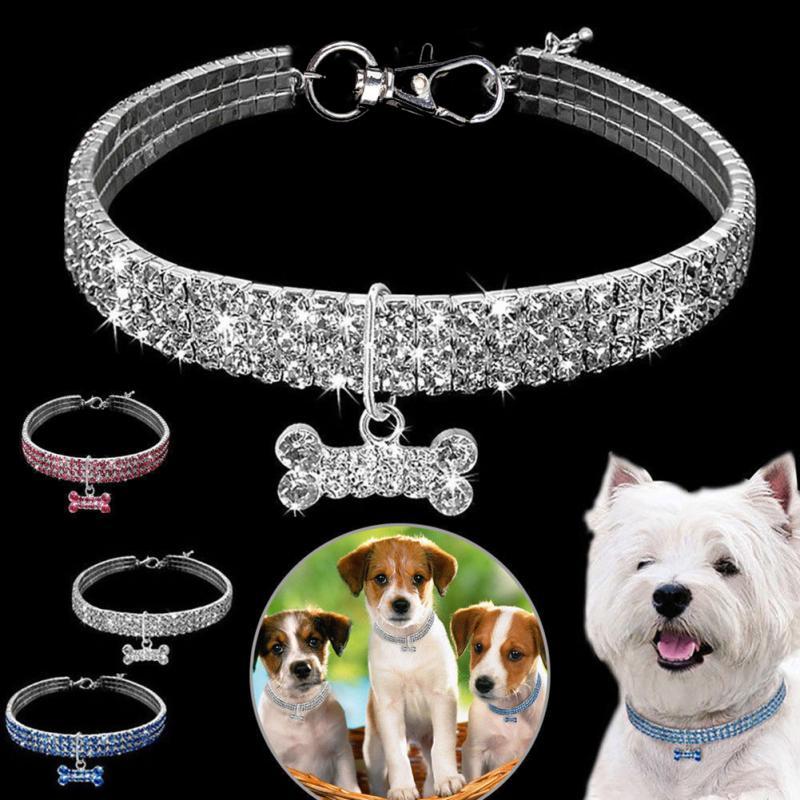Crystal Bling Rhinestone Dog Collar for Small Medium Dogs Cats
