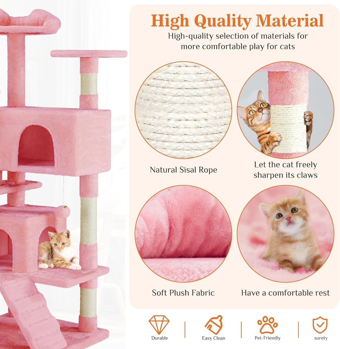 54 Inch Multi-Level Cat Tree Tower