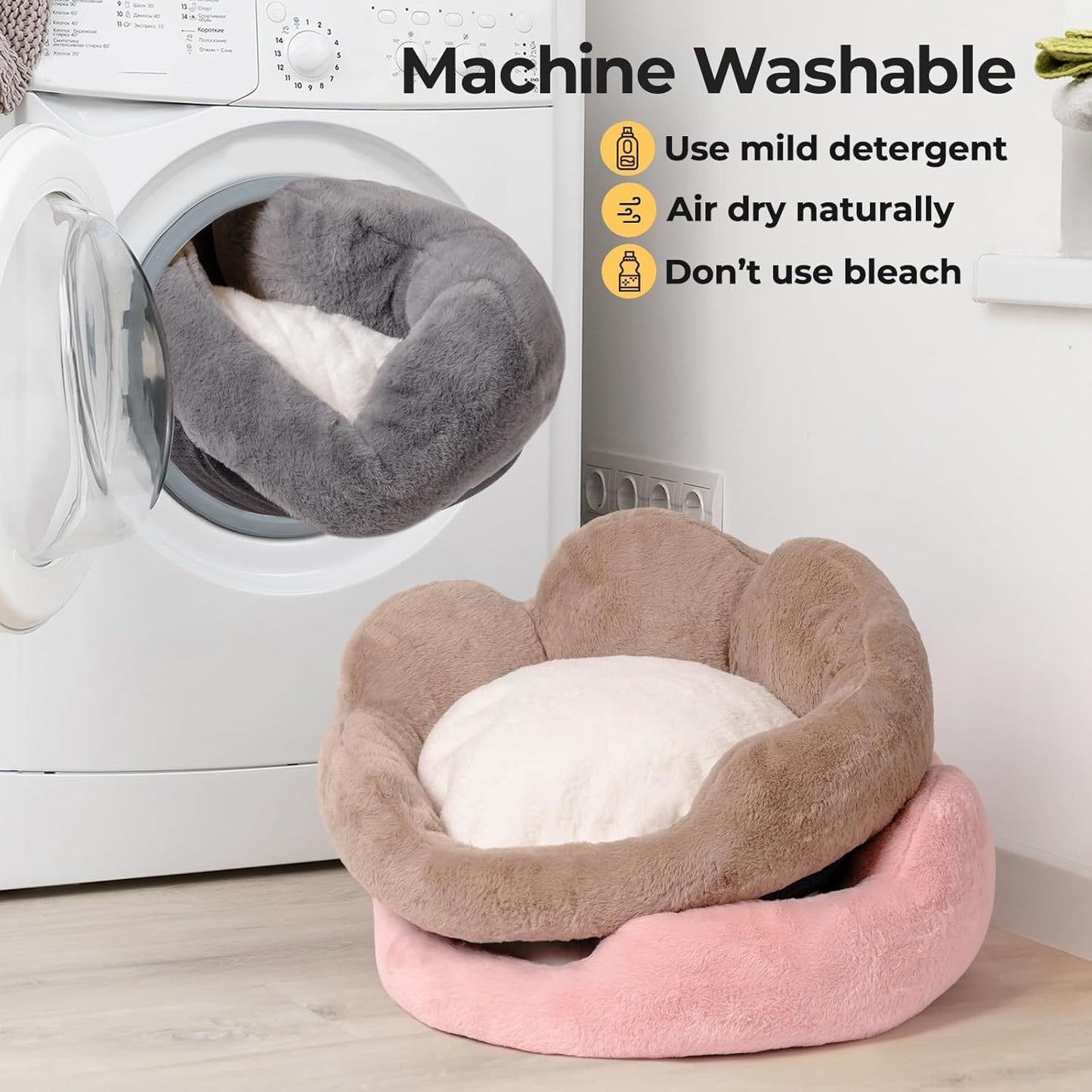 Flower-Shaped Pet Bed - Fluffy Washable Couch for Cats & Small Dogs