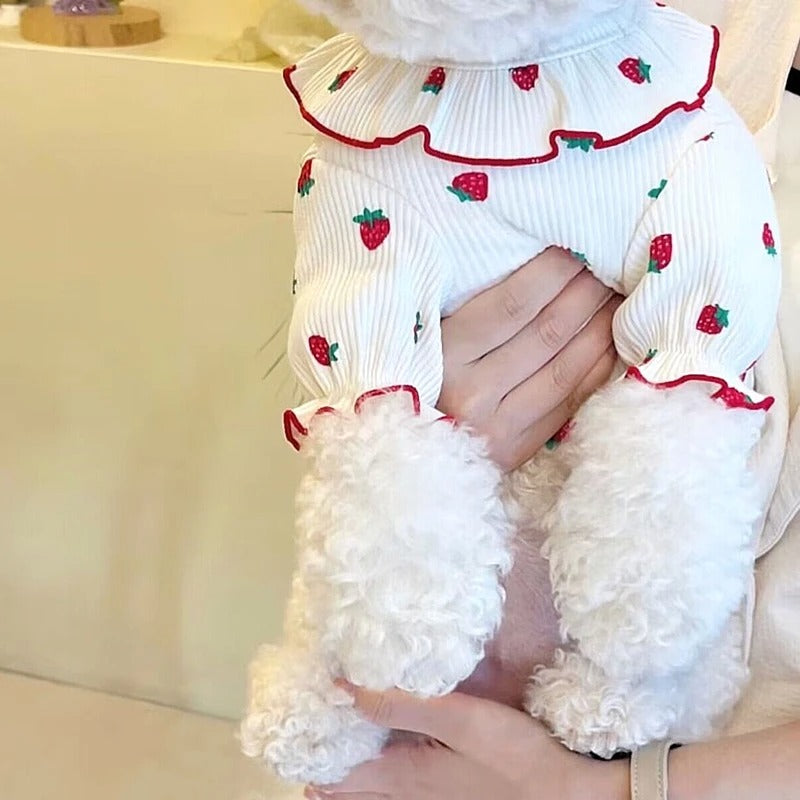 Summer Thin Lace Ruffle Strawberry Pet Cat Dog Clothes
