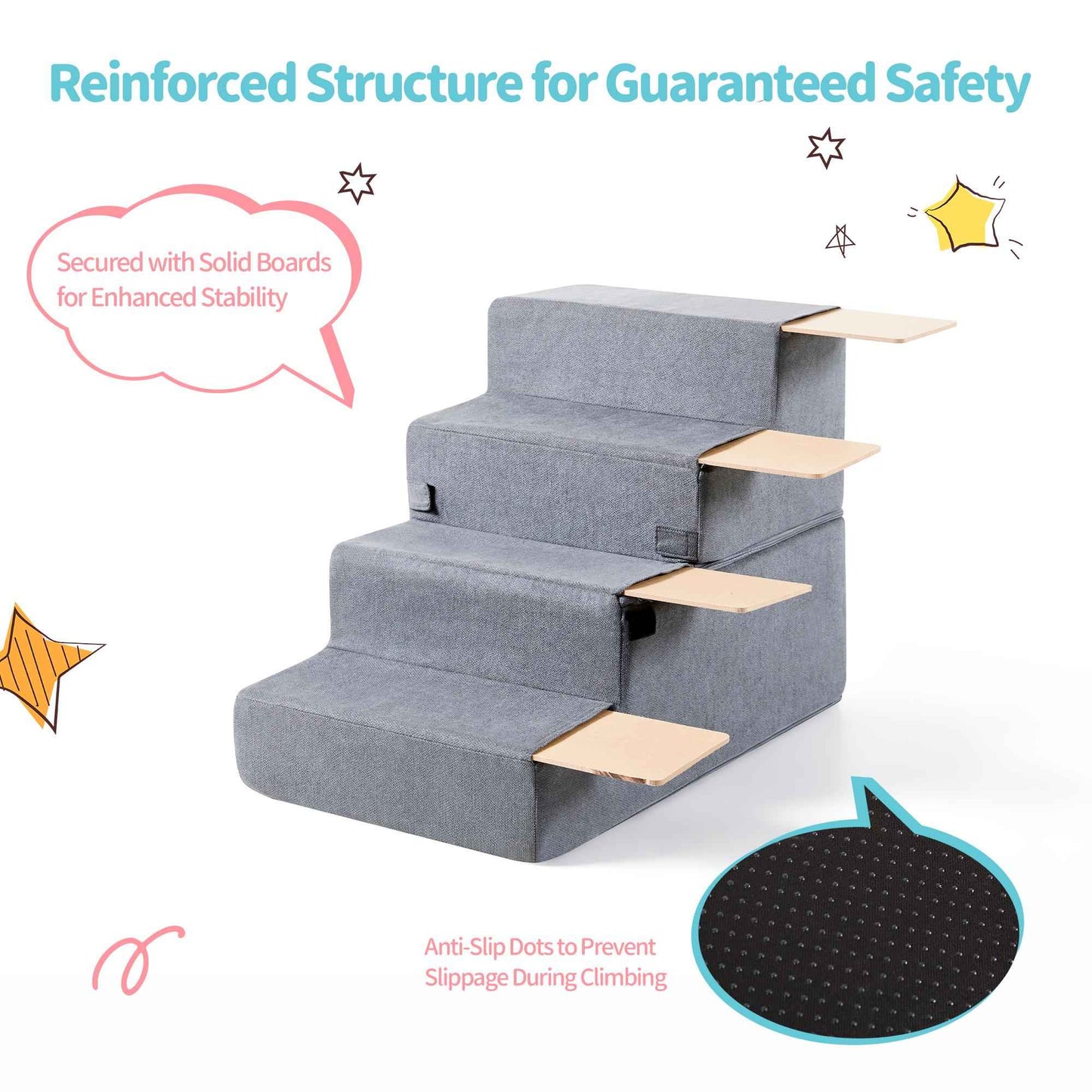 Dog Steps for High Beds - 4-Step Foam Pet Stairs - Purrfect Pet Haven