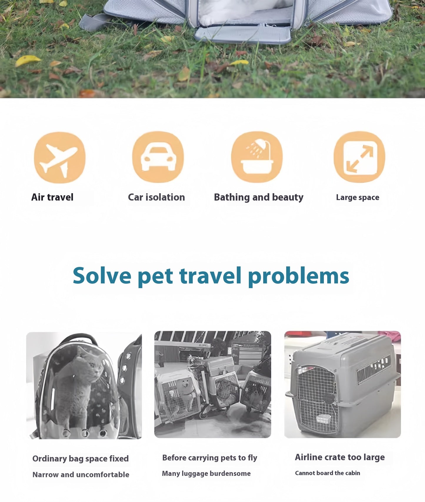Portable Pet Carrier for Cats and Small Dogs - Breathable Travel Backpack