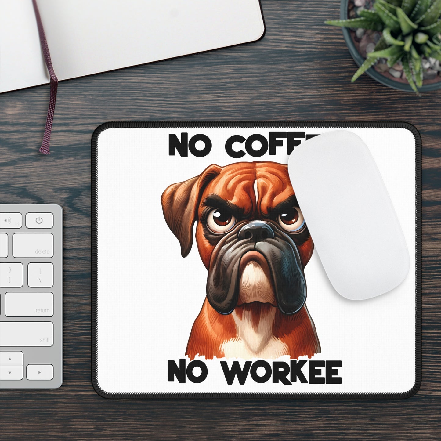 Funny Dog Gaming Mouse Pad - "No Coffee No Workee" | Purrfect Pet Haven