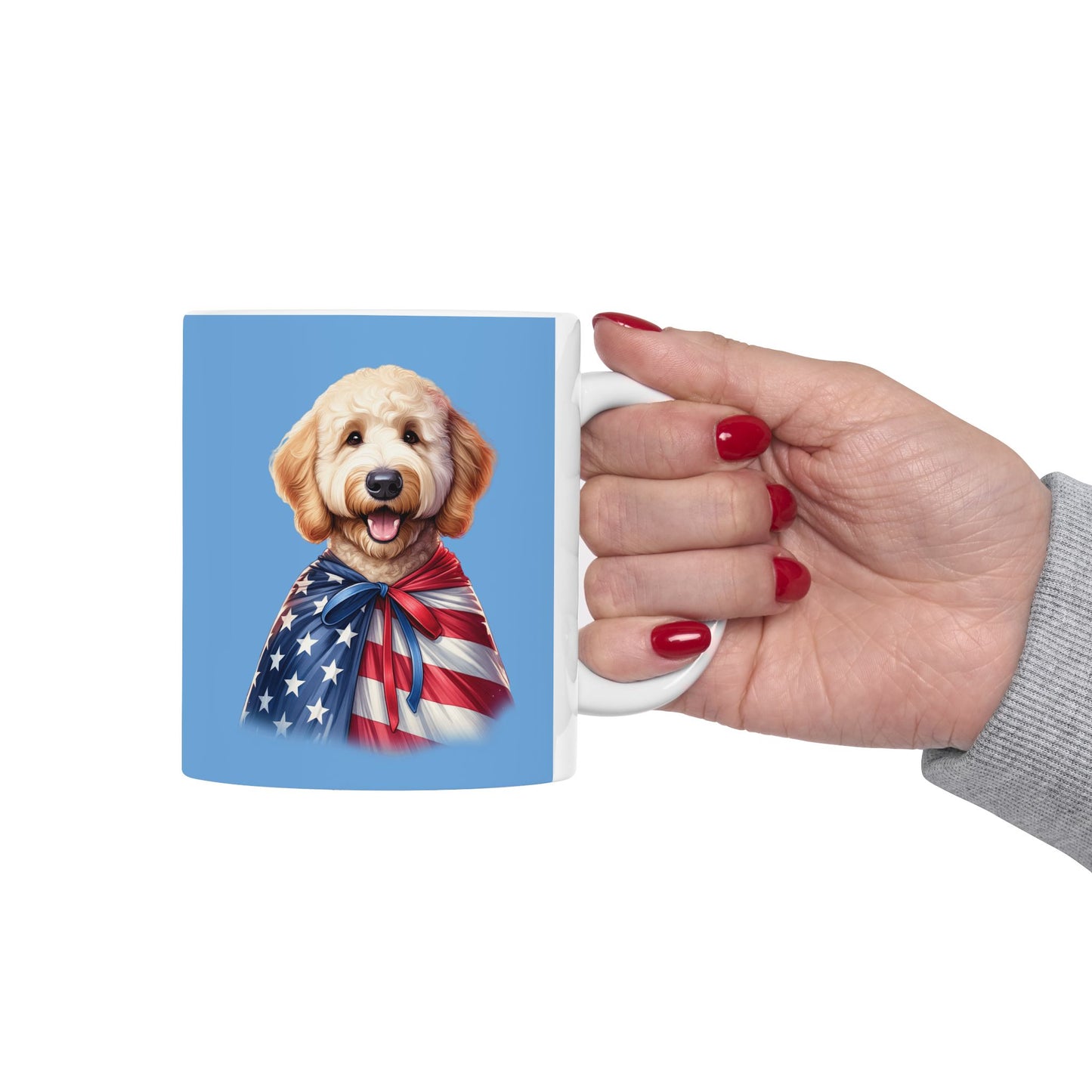 Patriotic Goldendoodle Dog Ceramic Mug - 11oz & 15oz