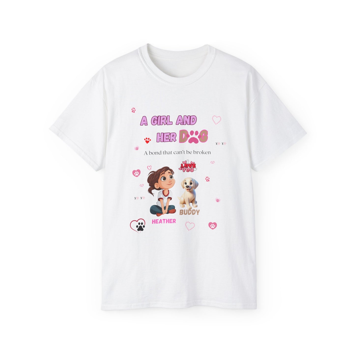 Girl and Her Dog Unisex Tee | Cute Pet Lover Shirt | Personalized Gift | Purrfect Pet Haven