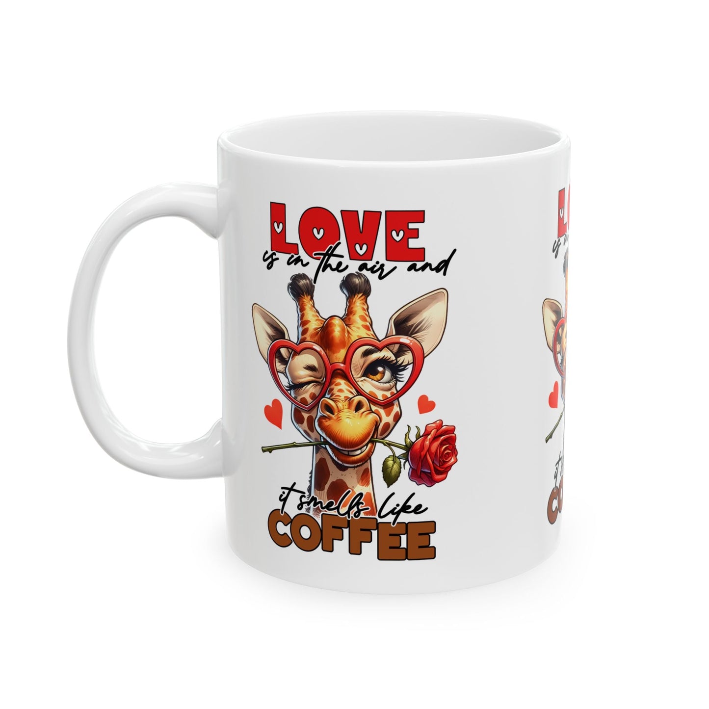 Love & Coffee Ceramic Mug - Cute Giraffe Design, 11oz/15oz | Purrfect Pet Haven