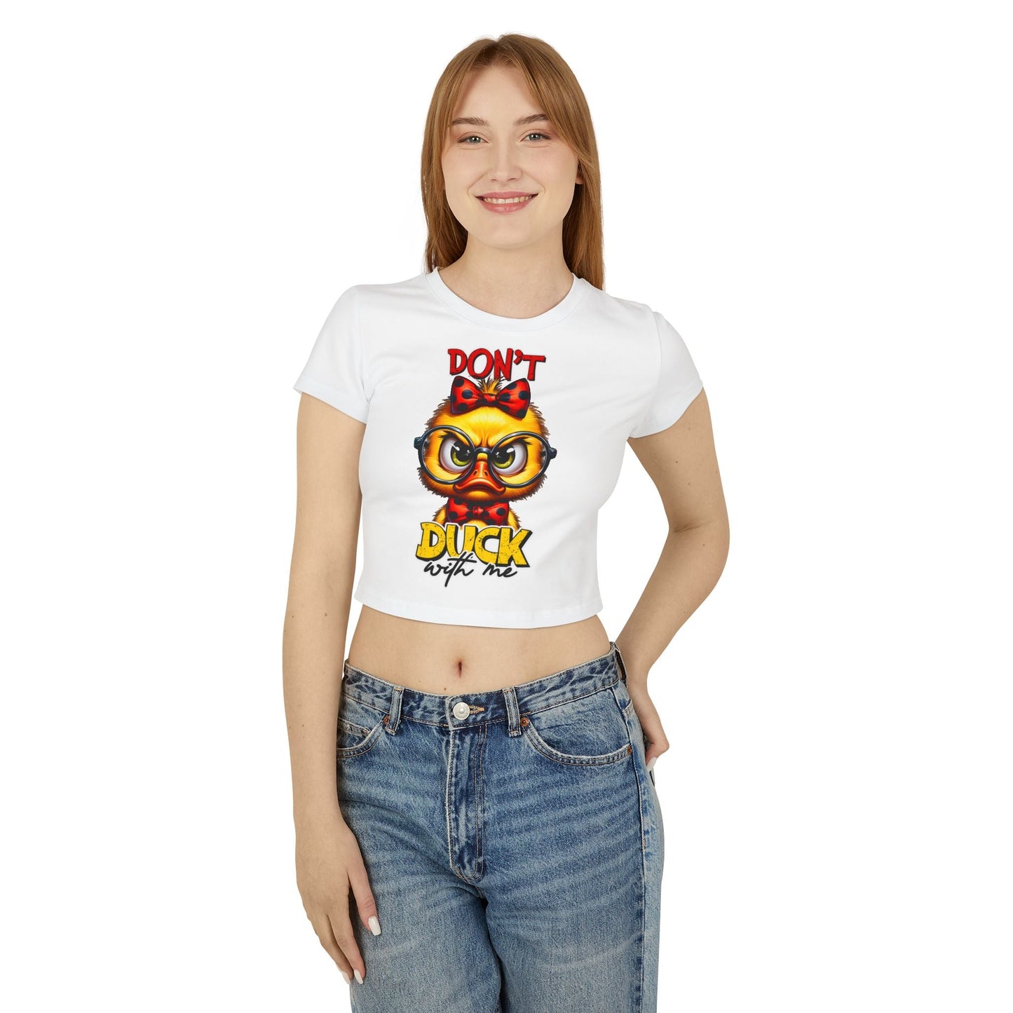Funny Duck Graphic Women's Baby Tee - Don't Duck with Me | Purrfect Pet Haven