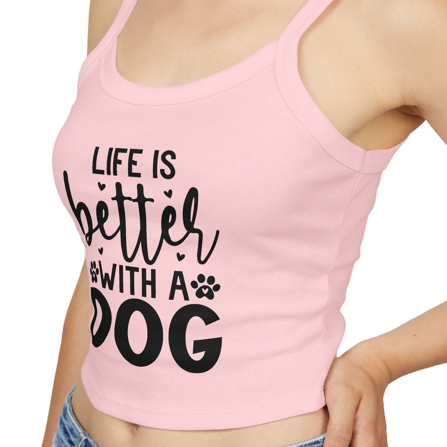 Women's Spaghetti Strap Tank Top - "Life is Better with a Dog" | Purrfect Pet Haven