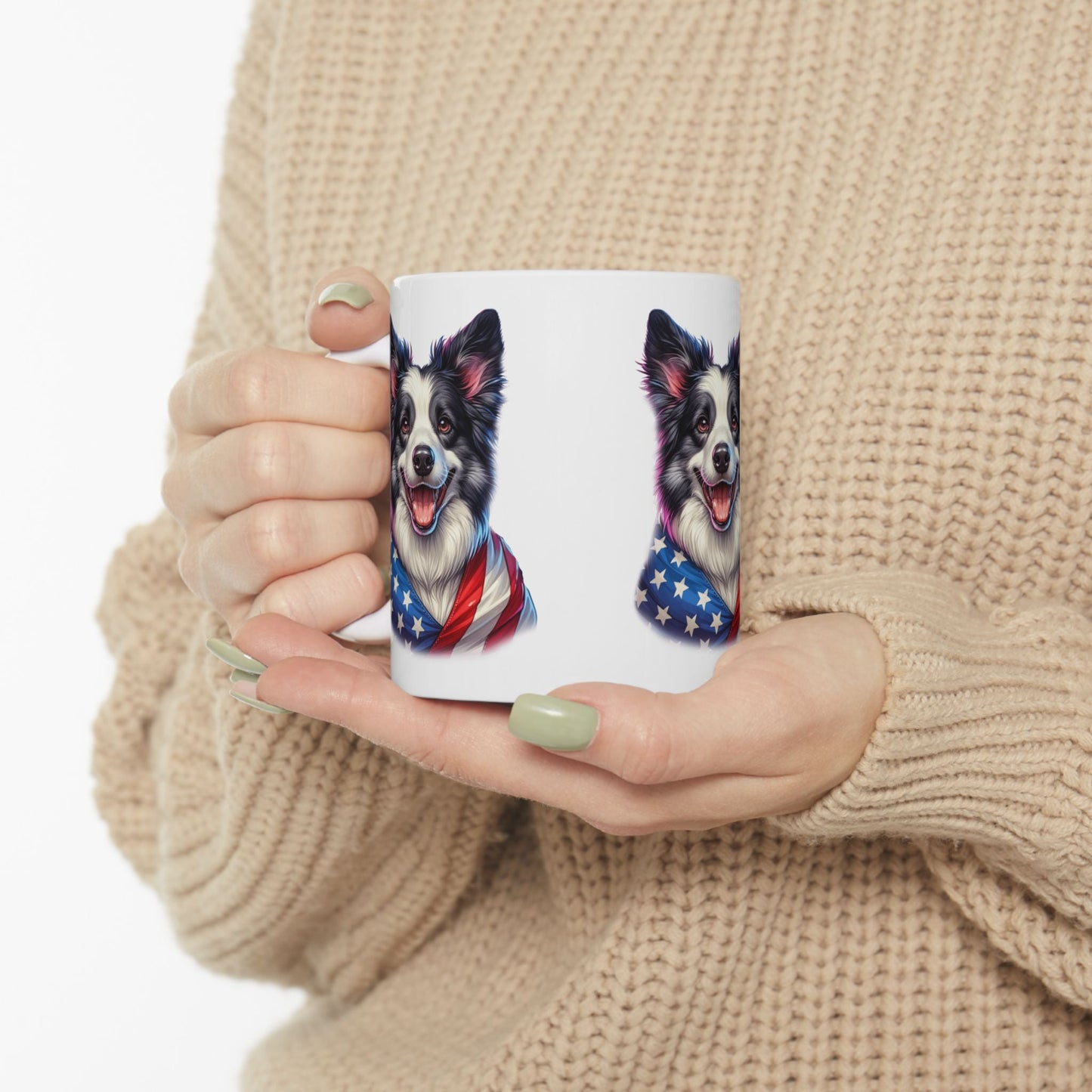 Border Collie Patriotic Dog Ceramic Mug - 11oz & 15oz | Purrfect Pet Haven
