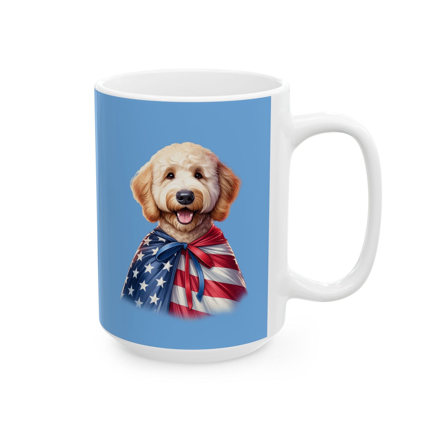 Patriotic Goldendoodle Dog Ceramic Mug - 11oz & 15oz