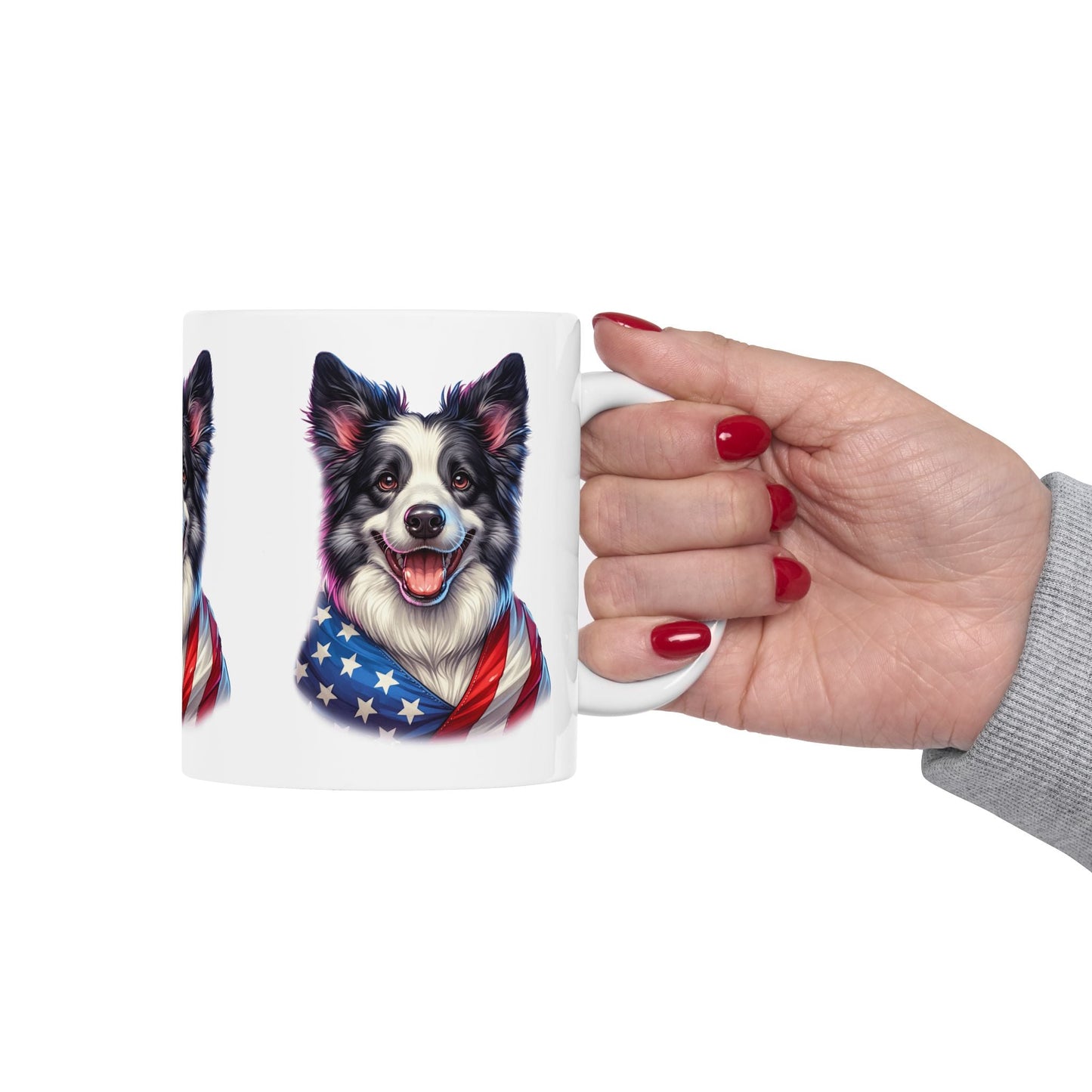 Border Collie Patriotic Dog Ceramic Mug - 11oz & 15oz | Purrfect Pet Haven