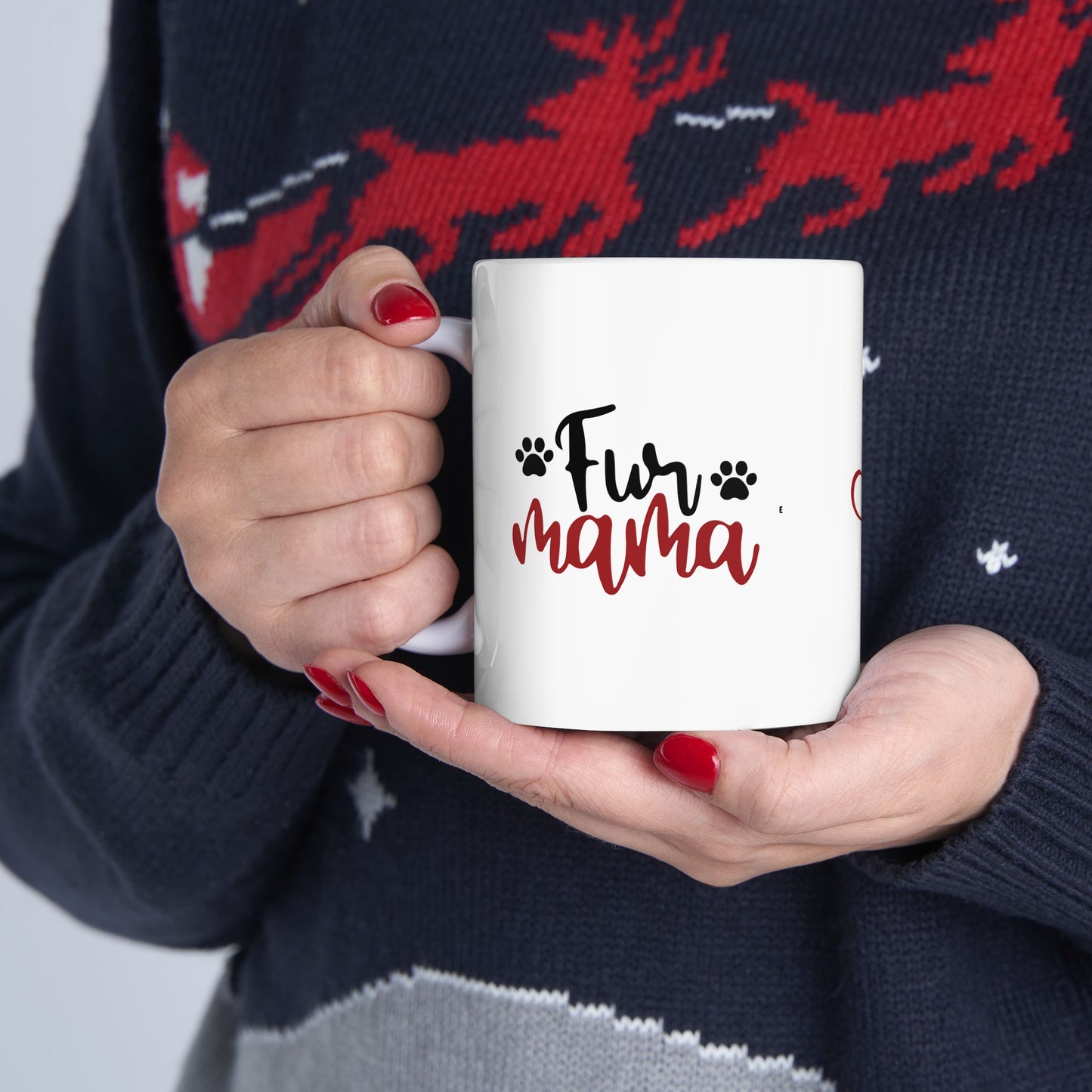 Fur Mama Ceramic Mug - 11oz & 15oz with Heart and Paw Print Design