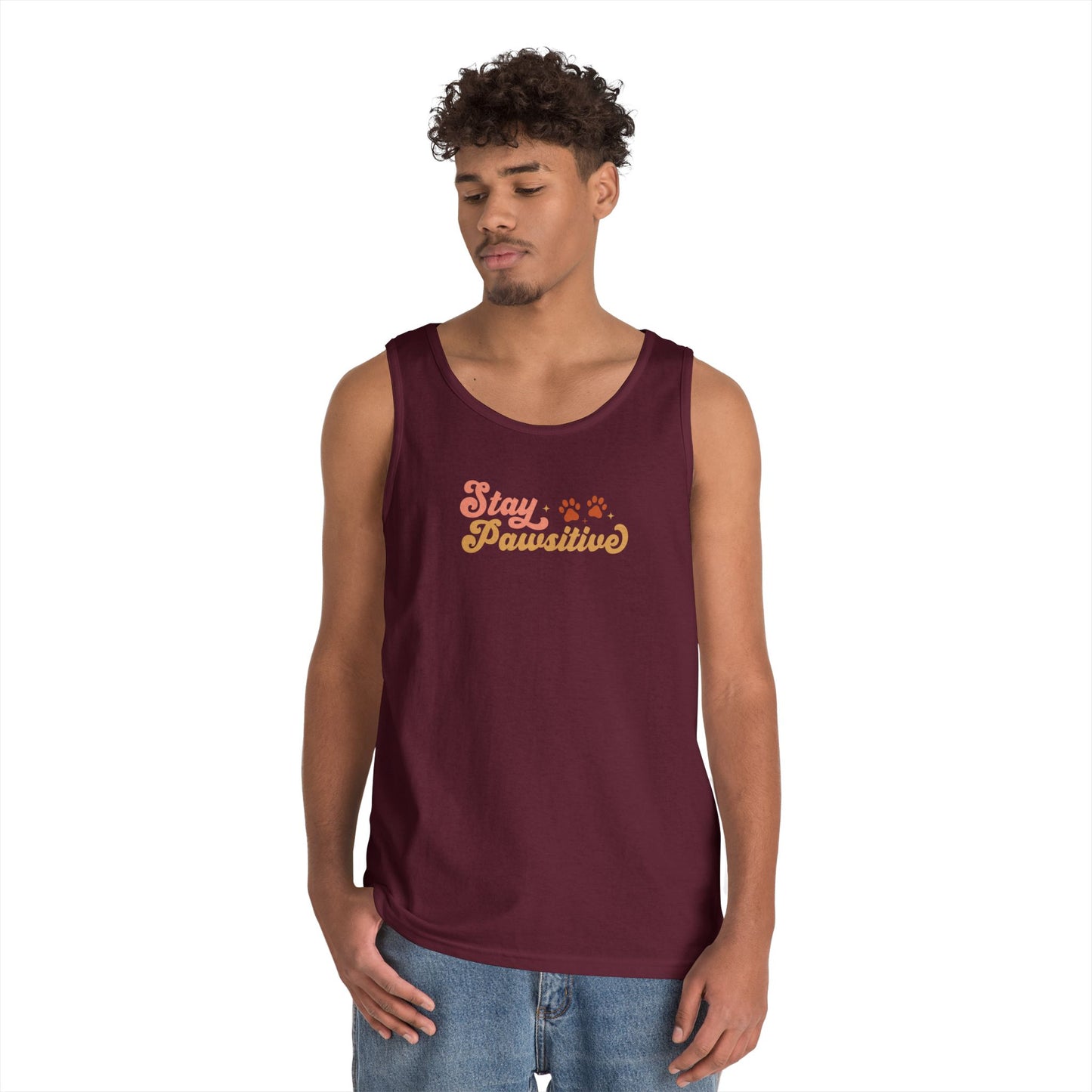 Cute Pet Lover Tank Top, Stay Pawsitive Tank, Funny Dog Lover Shirt