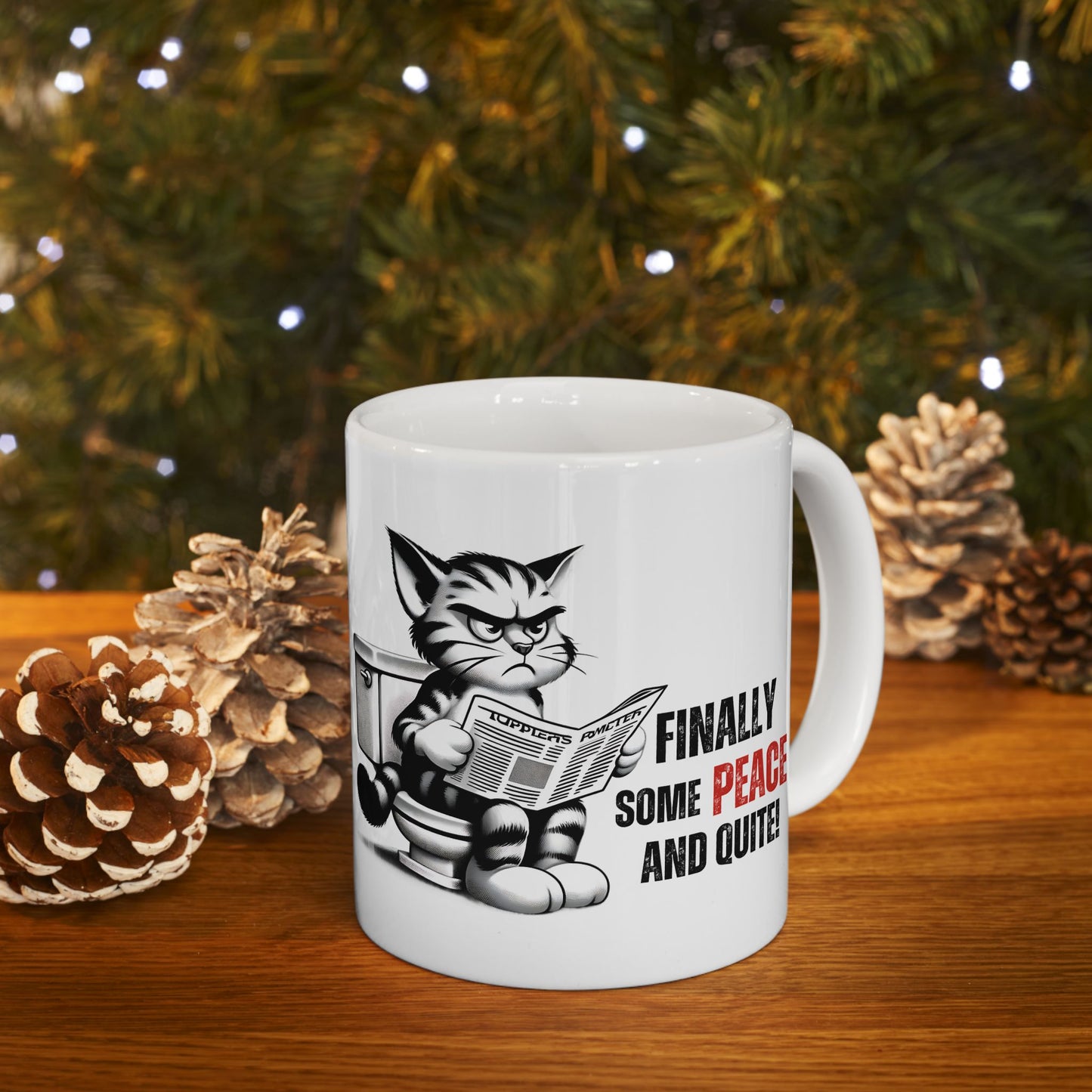 Funny Cat Ceramic Mug – "Finally Some Peace and Quiet!" – Perfect Gift for Cat Lovers | Purrfect Pet Haven