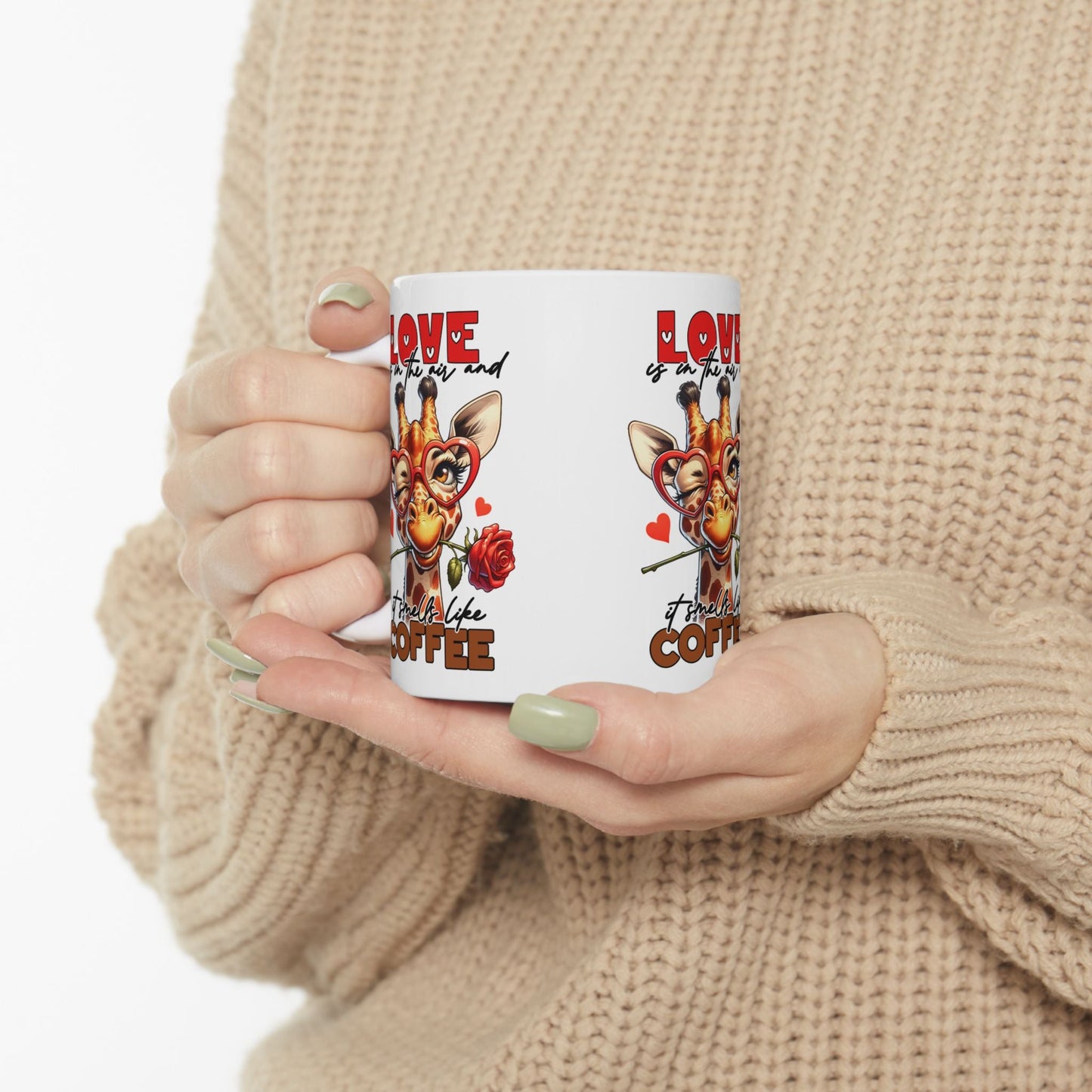 Love & Coffee Ceramic Mug - Cute Giraffe Design, 11oz/15oz | Purrfect Pet Haven
