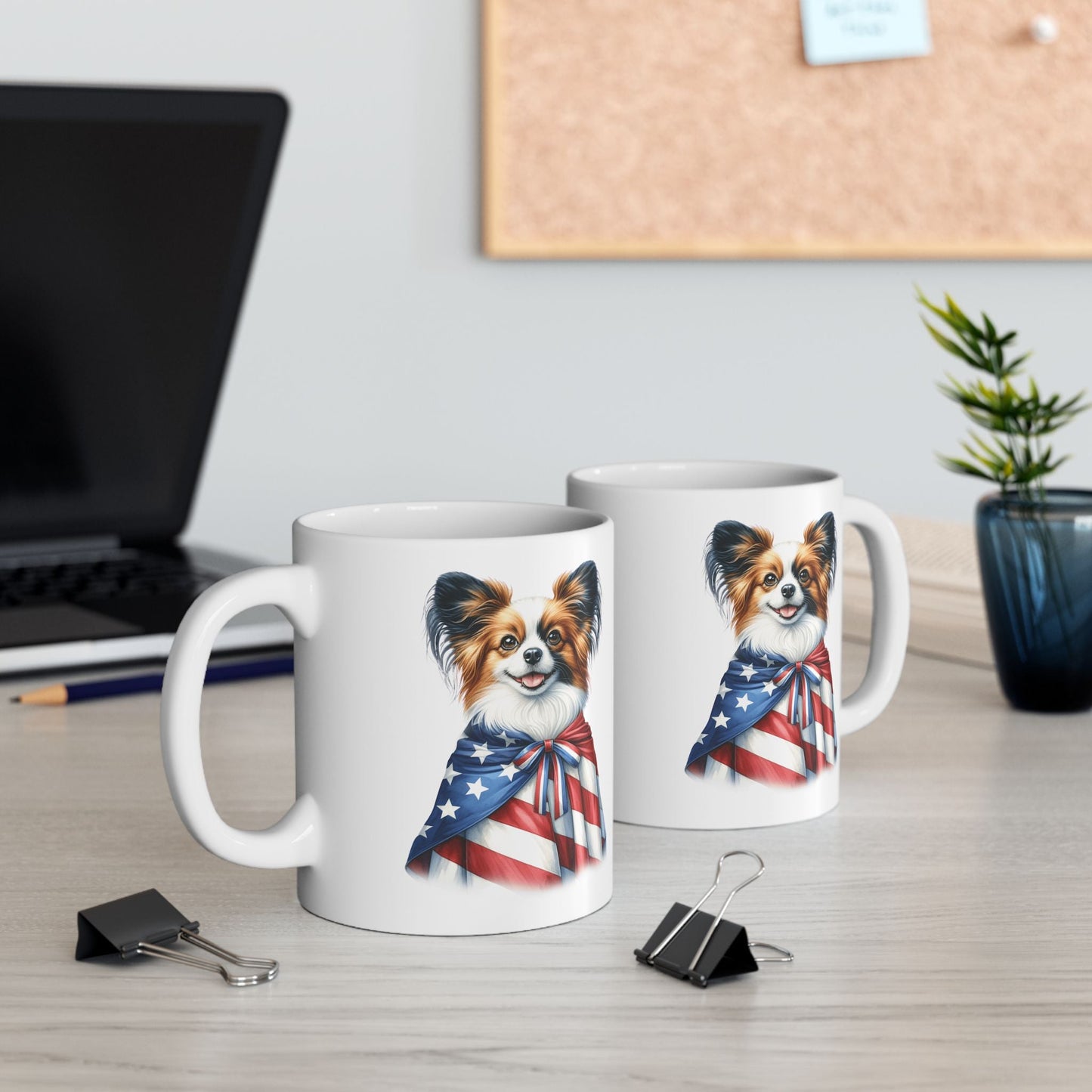 Papillion Patriotic Ceramic Mug – 11oz & 15oz | Perfect for Independence Day & All-American Celebrations | Purrfect Pet Haven