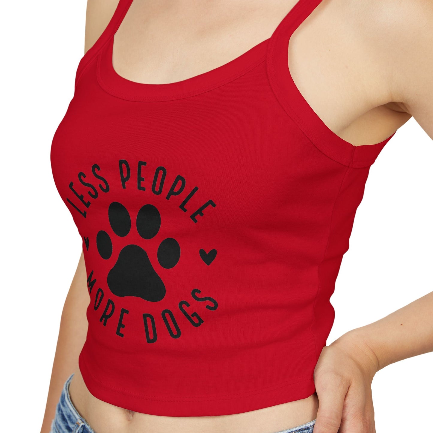 "Less People, More Dogs" Women's Spaghetti Strap Tank Top - Perfect for Dog Lovers | Purrfect Pet Haven