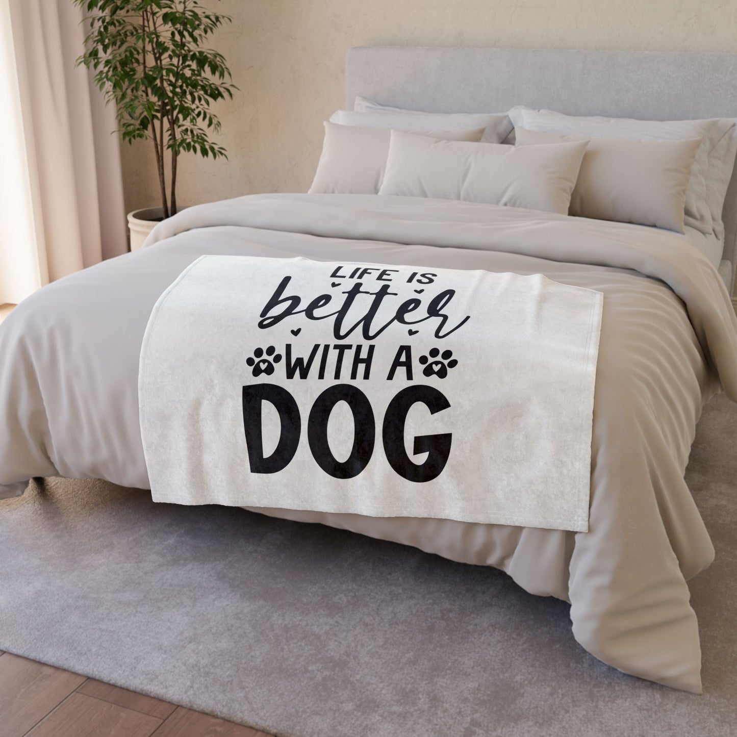 Dog Lover's Soft Polyester Blanket - 'Life is Better with a Dog'