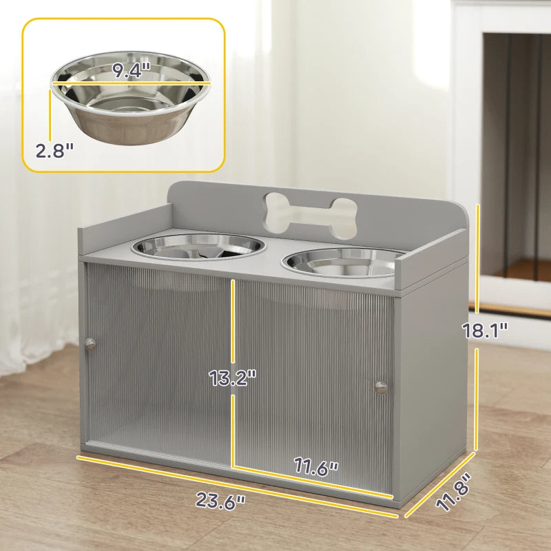 Elevated Dog Bowls - Modern Gray Design