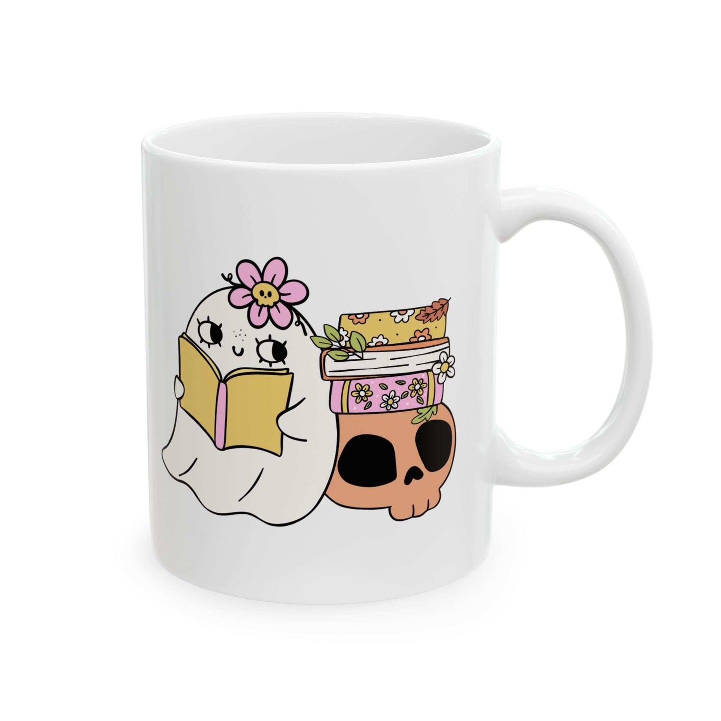 Cute Ghost Ceramic Mug | Coffee Cup for Book Lovers | Halloween Decor | Gift for Readers - Purrfect Pet Haven