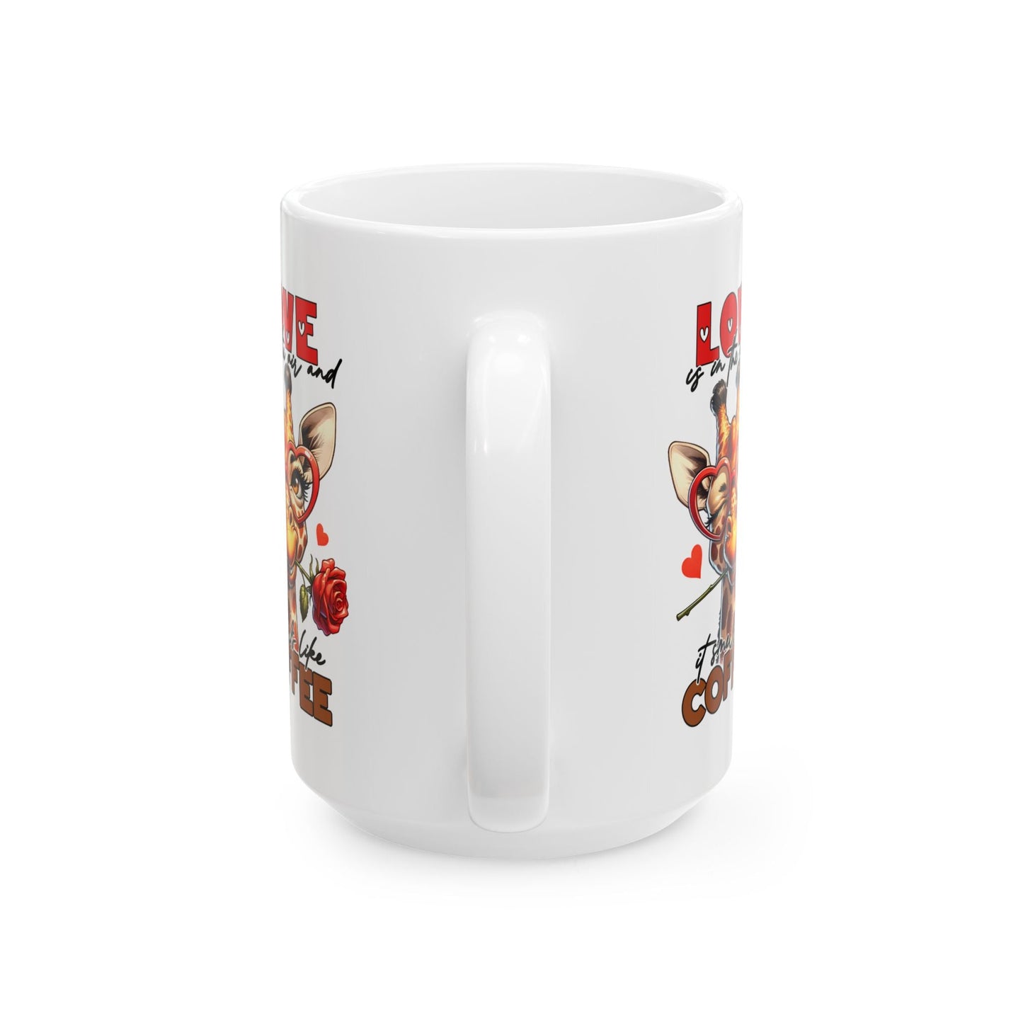 Love & Coffee Ceramic Mug - Cute Giraffe Design, 11oz/15oz | Purrfect Pet Haven