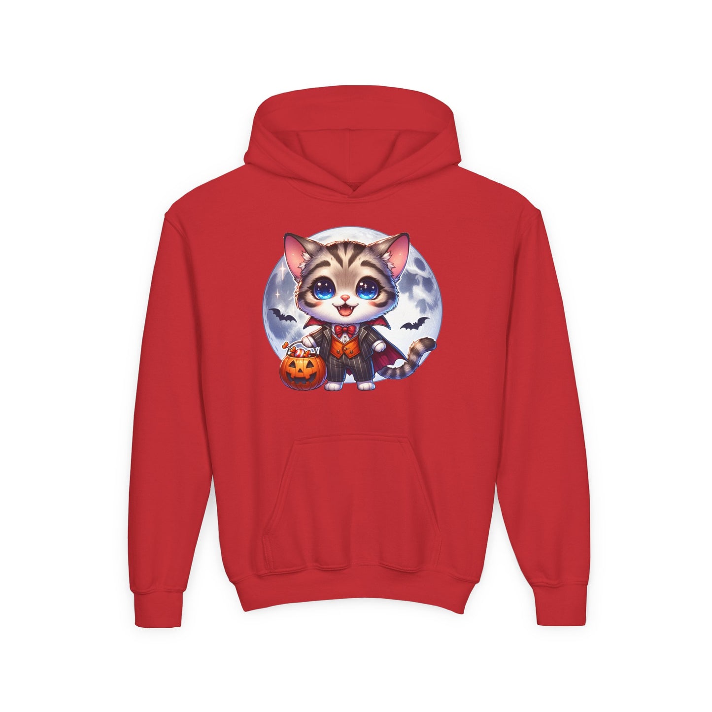 Adorable Cat Halloween Hoodie - Youth Spooky Season Sweatshirt