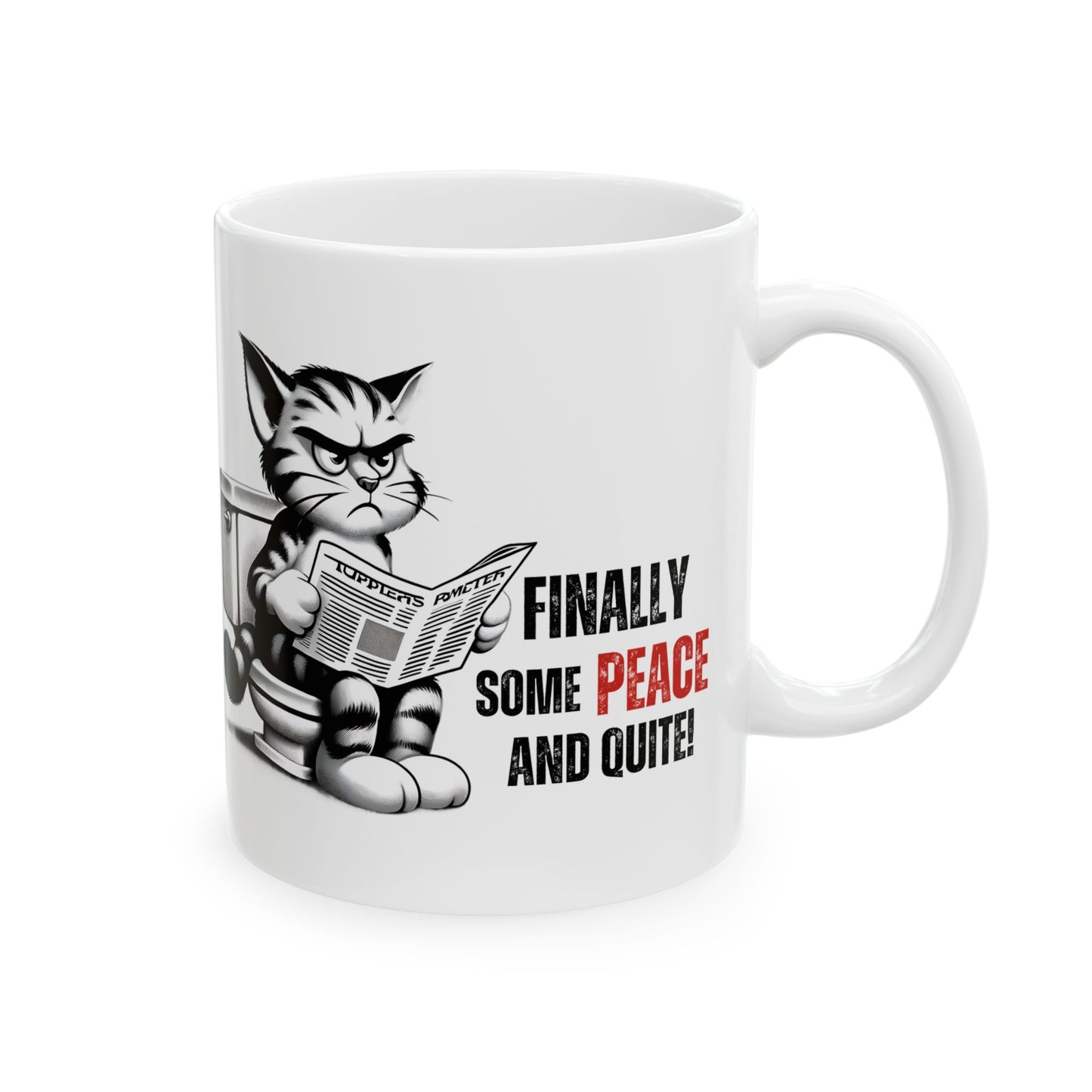Funny Cat Ceramic Mug – "Finally Some Peace and Quiet!" – Perfect Gift for Cat Lovers | Purrfect Pet Haven