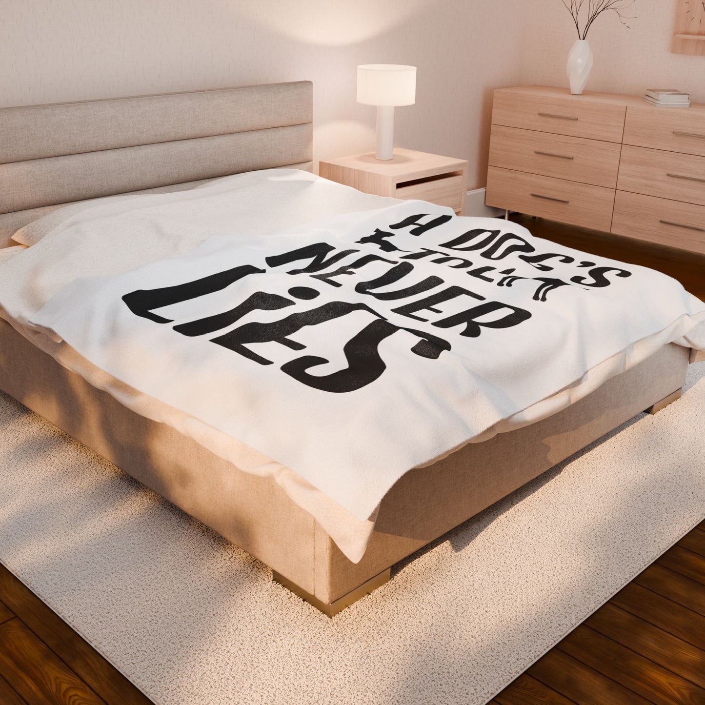 Cozy Velveteen Plush Blanket - "A Dog's Tail Never Lies" - Pet Lover Gift
