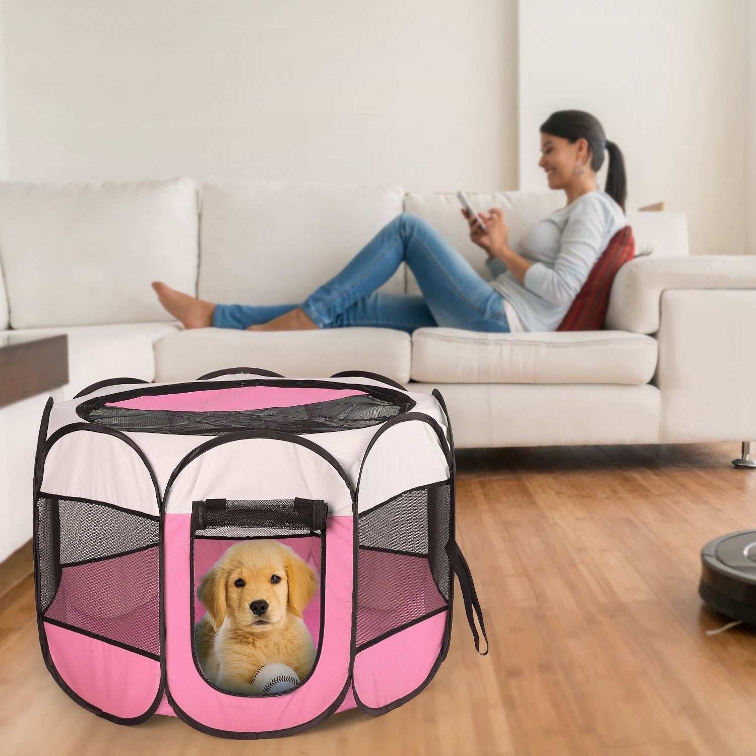 Portable Foldable Pet Tent - 8-Panel Exercise Pen - Purrfect Pet Haven