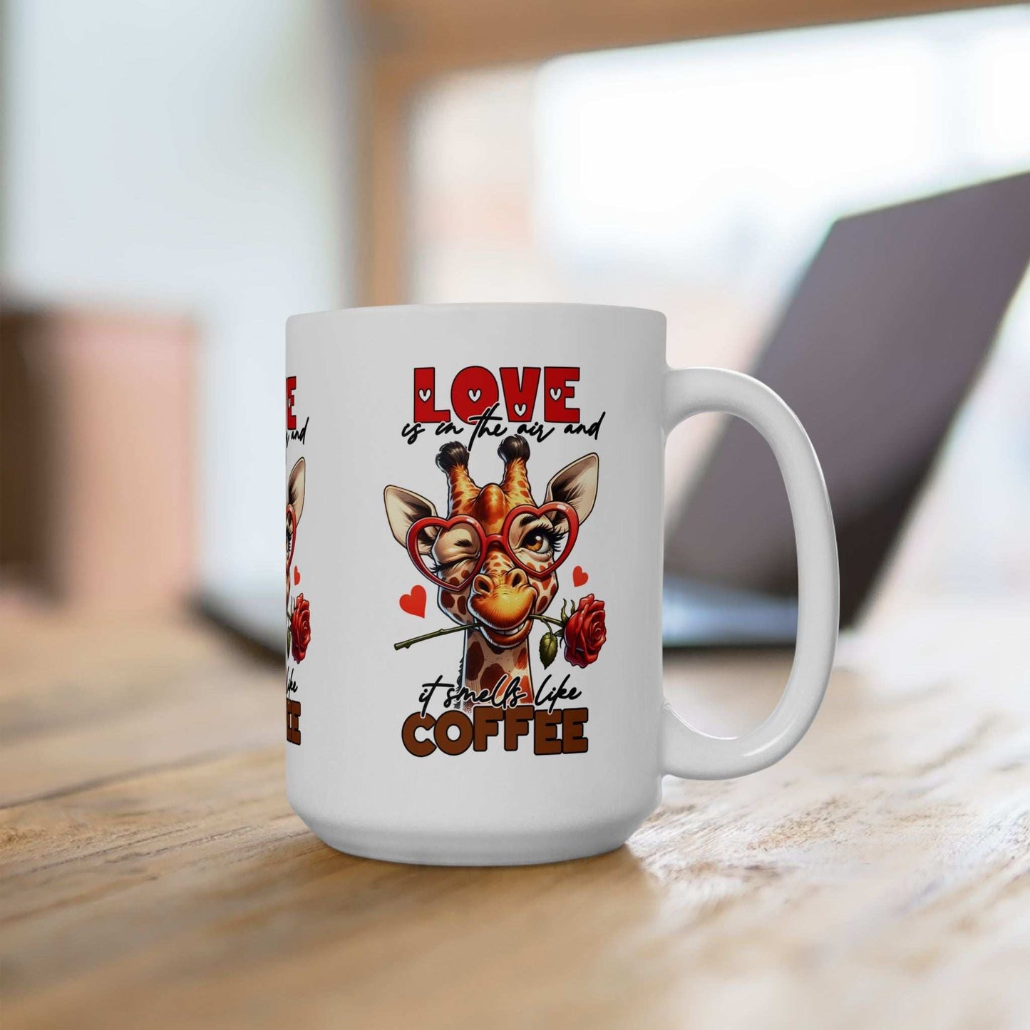 Love & Coffee Ceramic Mug - Cute Giraffe Design, 11oz/15oz | Purrfect Pet Haven