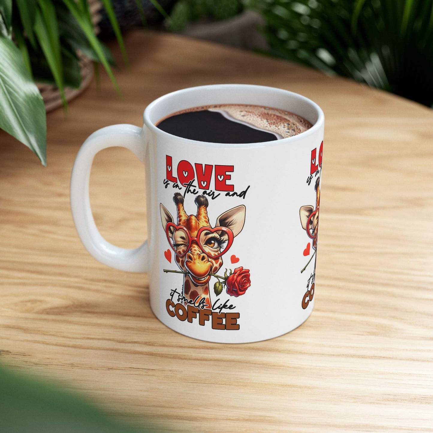 Love & Coffee Ceramic Mug - Cute Giraffe Design, 11oz/15oz | Purrfect Pet Haven