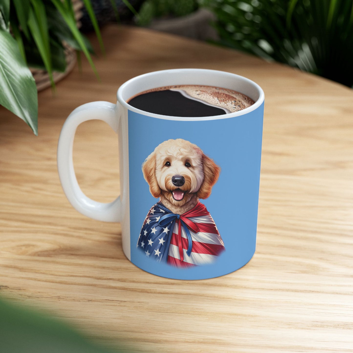 Patriotic Goldendoodle Dog Ceramic Mug - 11oz & 15oz