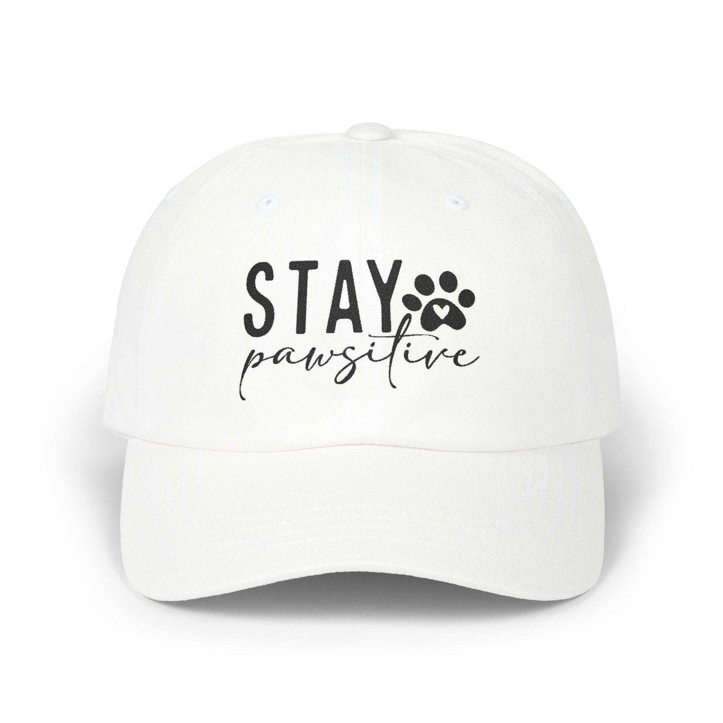Stay Pawsitive Embroidered Dad Cap - Inspirational Pet Lover Baseball Hat - Purrfect Pet Haven