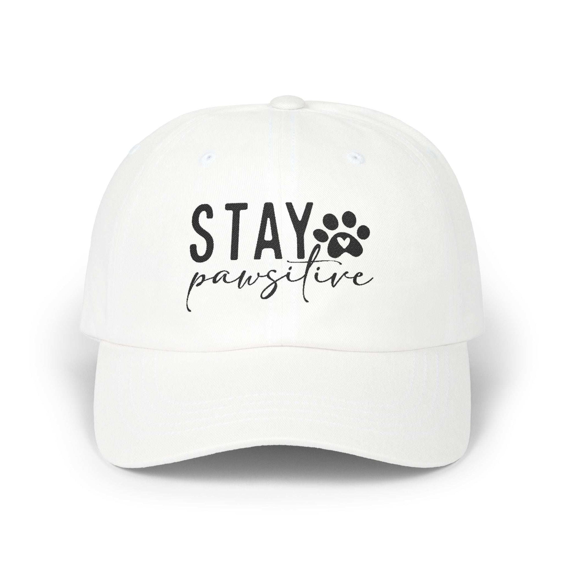 Stay Pawsitive Embroidered Dad Cap - Inspirational Pet Lover Baseball Hat - Purrfect Pet Haven