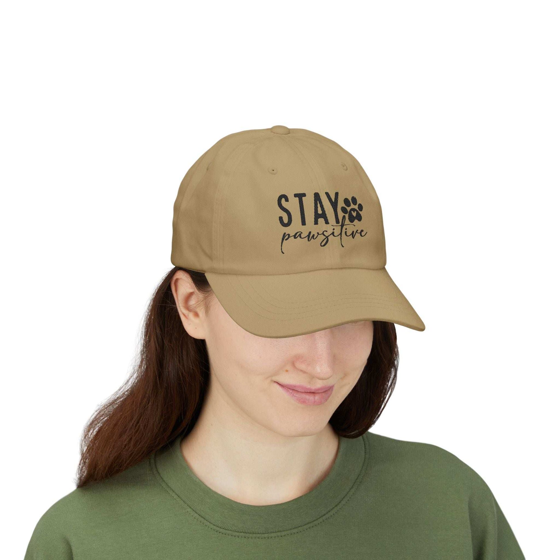 Stay Pawsitive Embroidered Dad Cap - Inspirational Pet Lover Baseball Hat - Purrfect Pet Haven