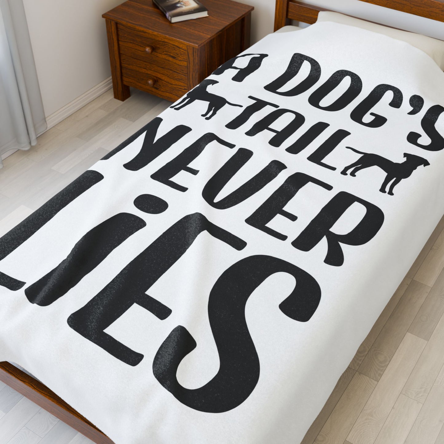 Cozy Velveteen Plush Blanket - "A Dog's Tail Never Lies" - Pet Lover Gift