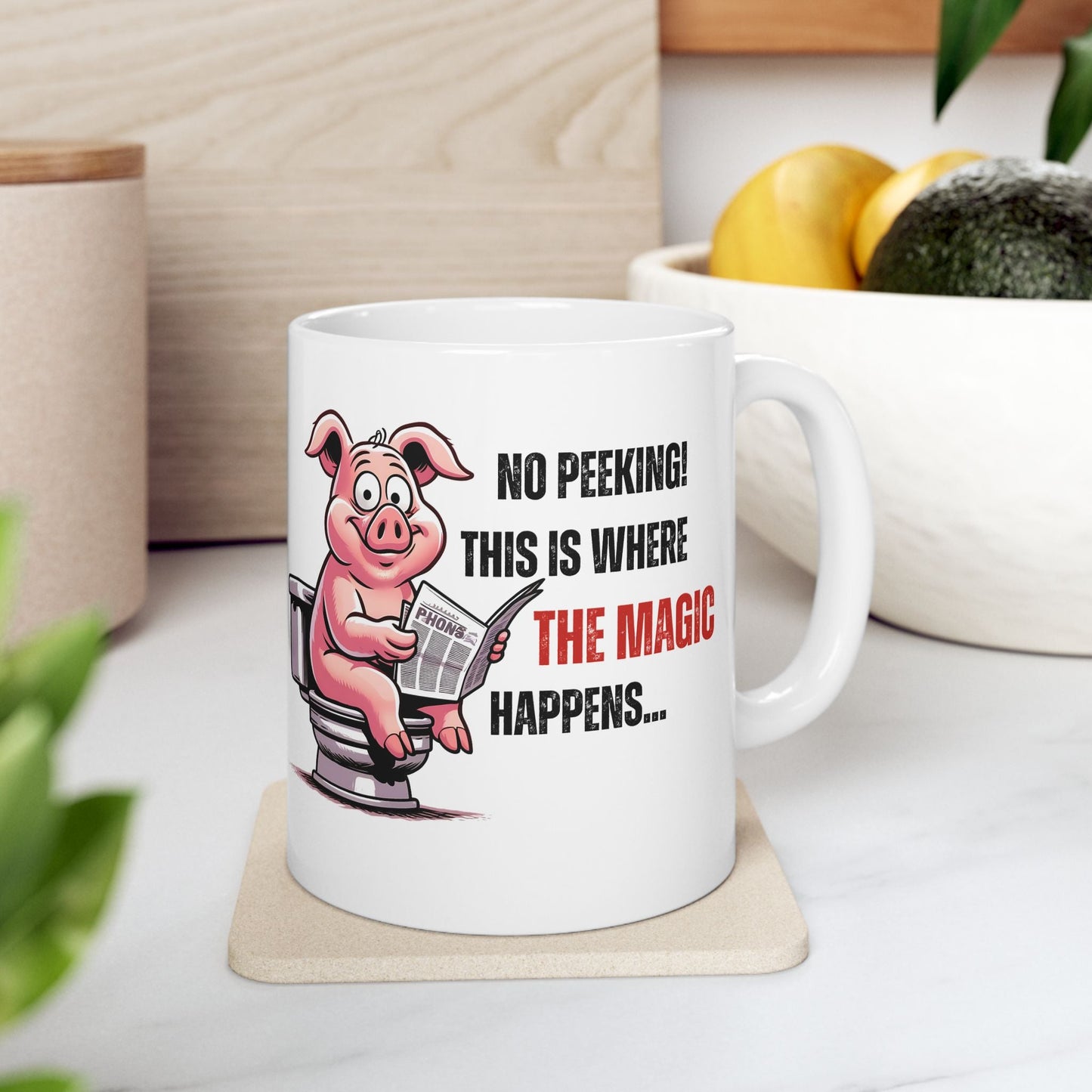 Funny Ceramic Mug - 'No Peeking!' Pig Design - Perfect Gift for Friends or Family | Purrfect Pet Haven