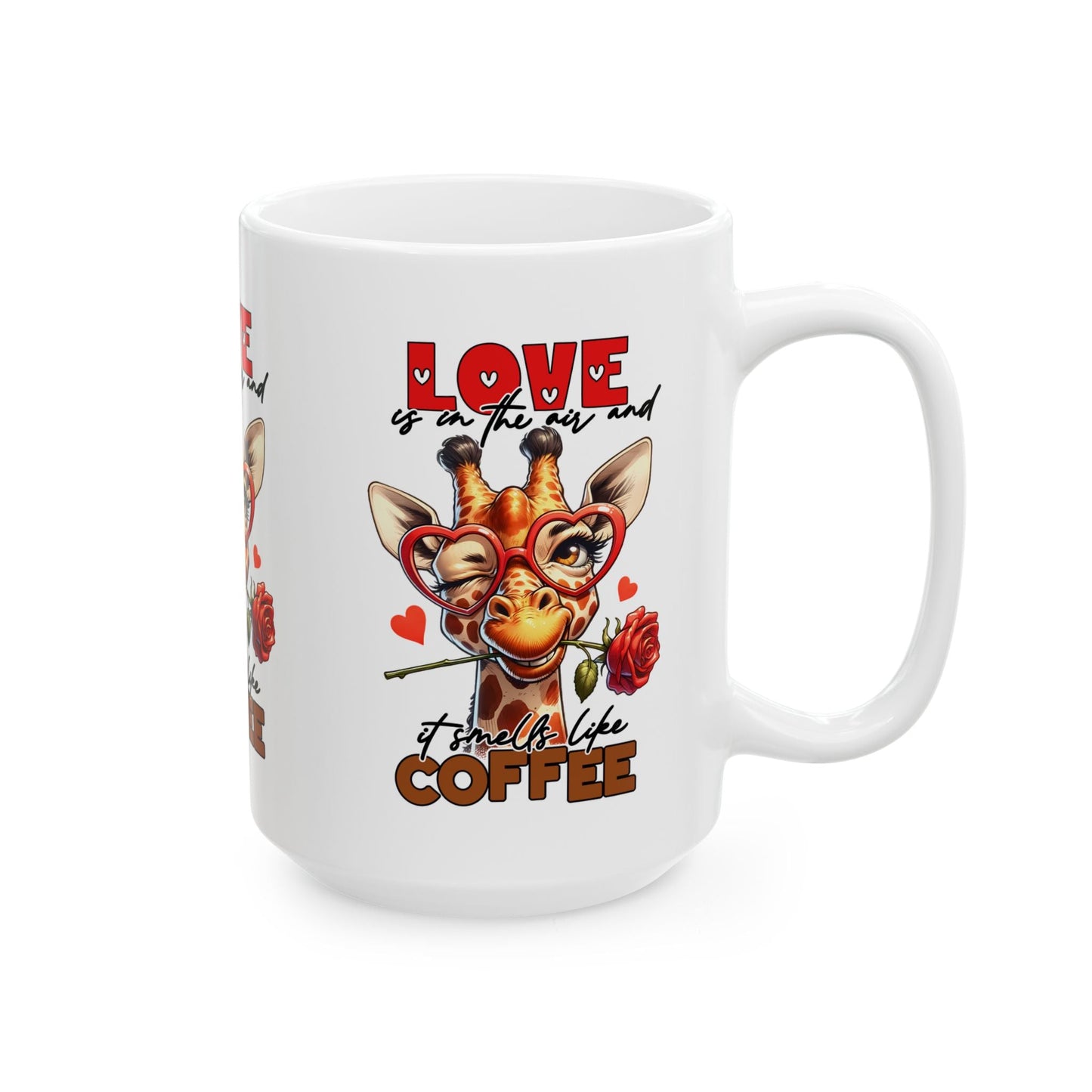 Love & Coffee Ceramic Mug - Cute Giraffe Design, 11oz/15oz | Purrfect Pet Haven