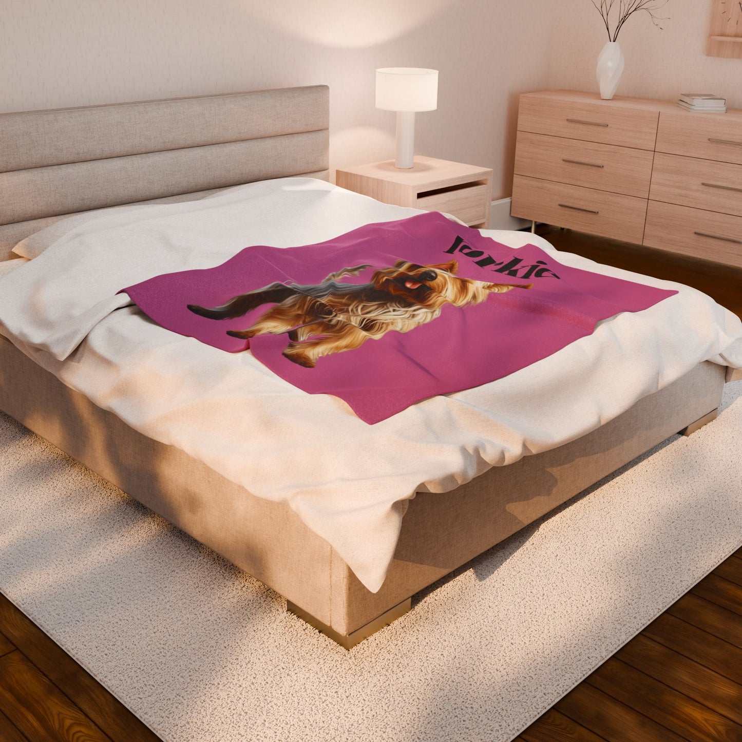 Yorkie Plush Blanket - Soft Velveteen Throw for Dog Lovers