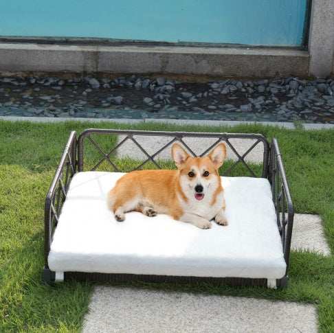 Wicker Pet Bed Rattan Dog Sofa Bed Outdoor Indoor Water Resistant - Purrfect Pet Haven