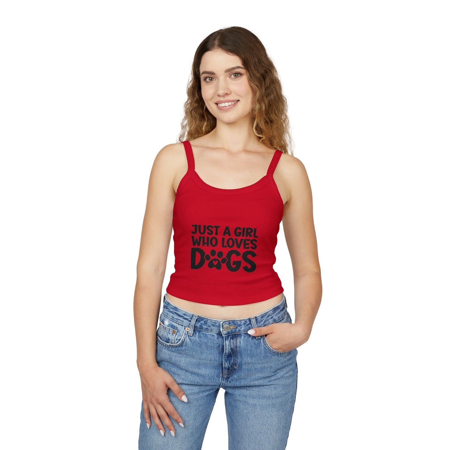 Just a Girl Who Loves Dogs Spaghetti Strap Tank Top - Cute Pet Lover Apparel | Purrfect Pet Haven