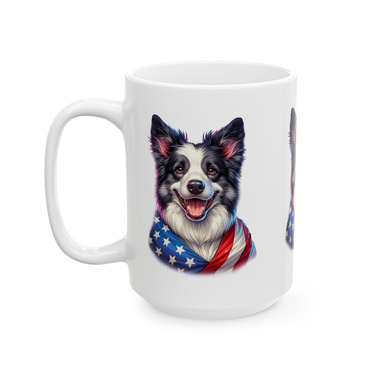 Border Collie Patriotic Dog Ceramic Mug - 11oz & 15oz | Purrfect Pet Haven
