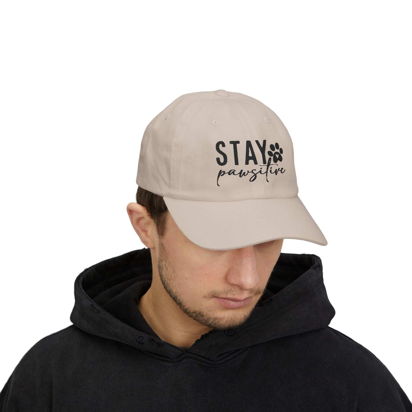 Stay Pawsitive Embroidered Dad Cap - Inspirational Pet Lover Baseball Hat - Purrfect Pet Haven