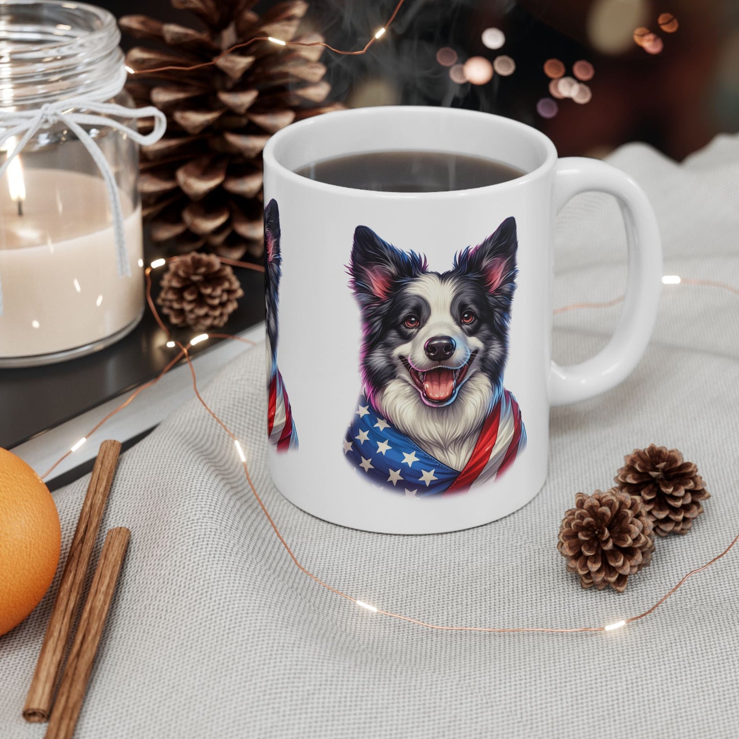 Border Collie Patriotic Dog Ceramic Mug - 11oz & 15oz | Purrfect Pet Haven