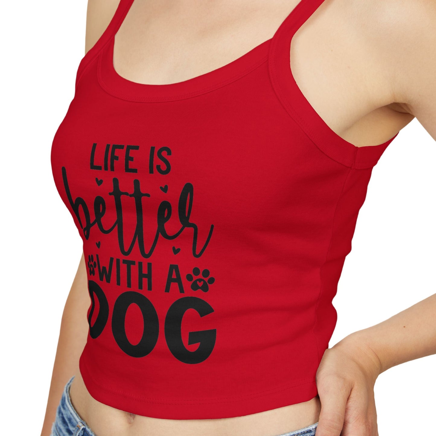 Women's Spaghetti Strap Tank Top - "Life is Better with a Dog" | Purrfect Pet Haven