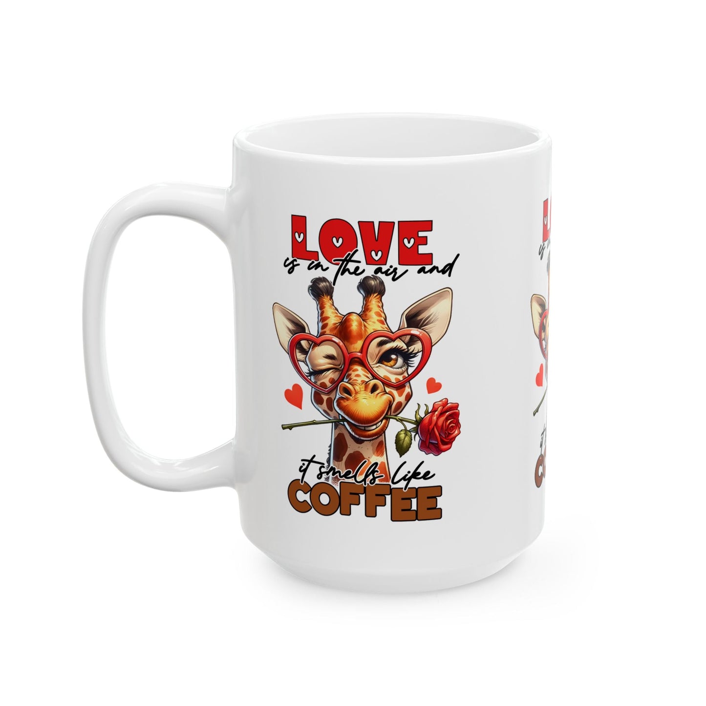 Love & Coffee Ceramic Mug - Cute Giraffe Design, 11oz/15oz | Purrfect Pet Haven