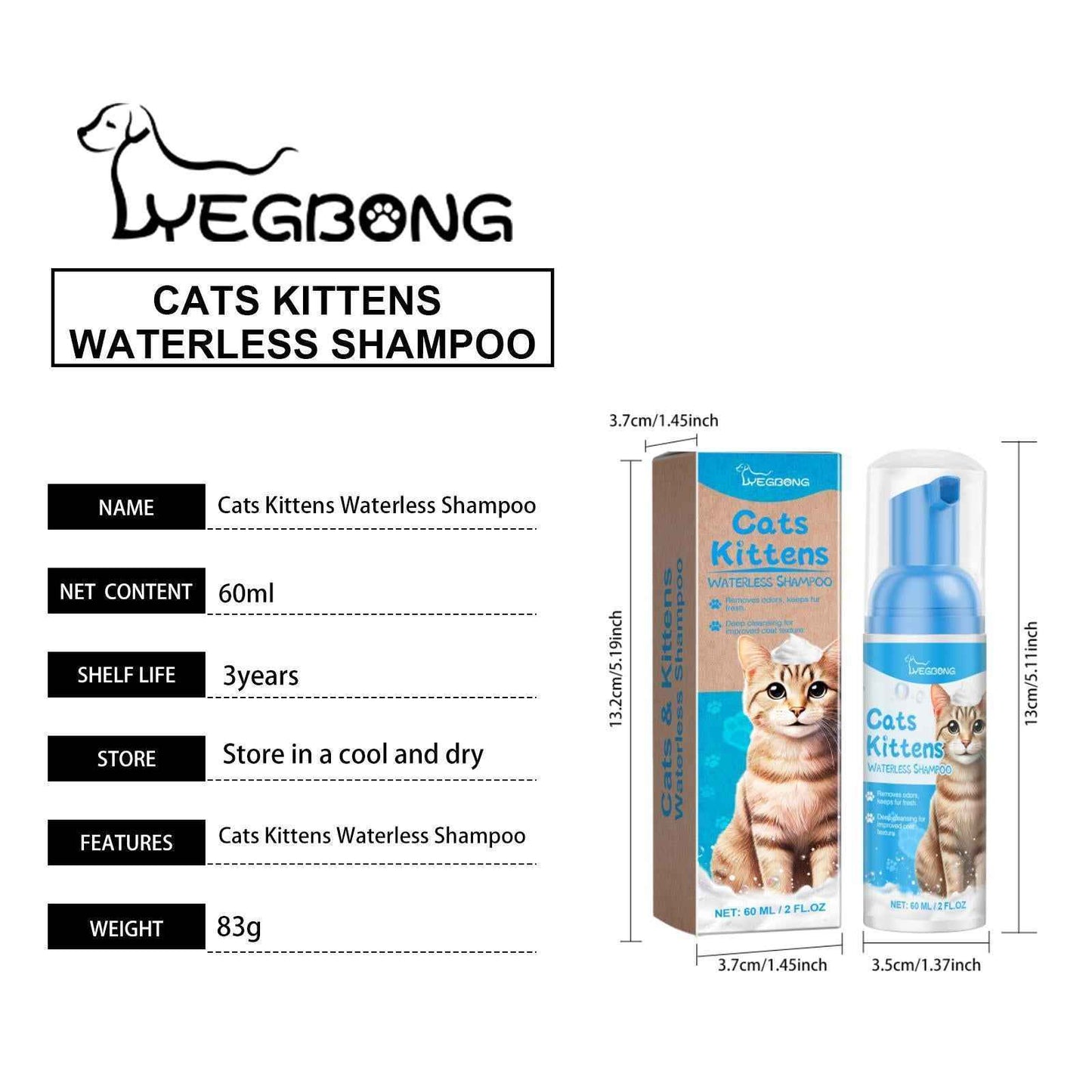 Waterless Cat Shampoo Mousse - No-Rinse Cleaning Foam - Purrfect Pet Haven