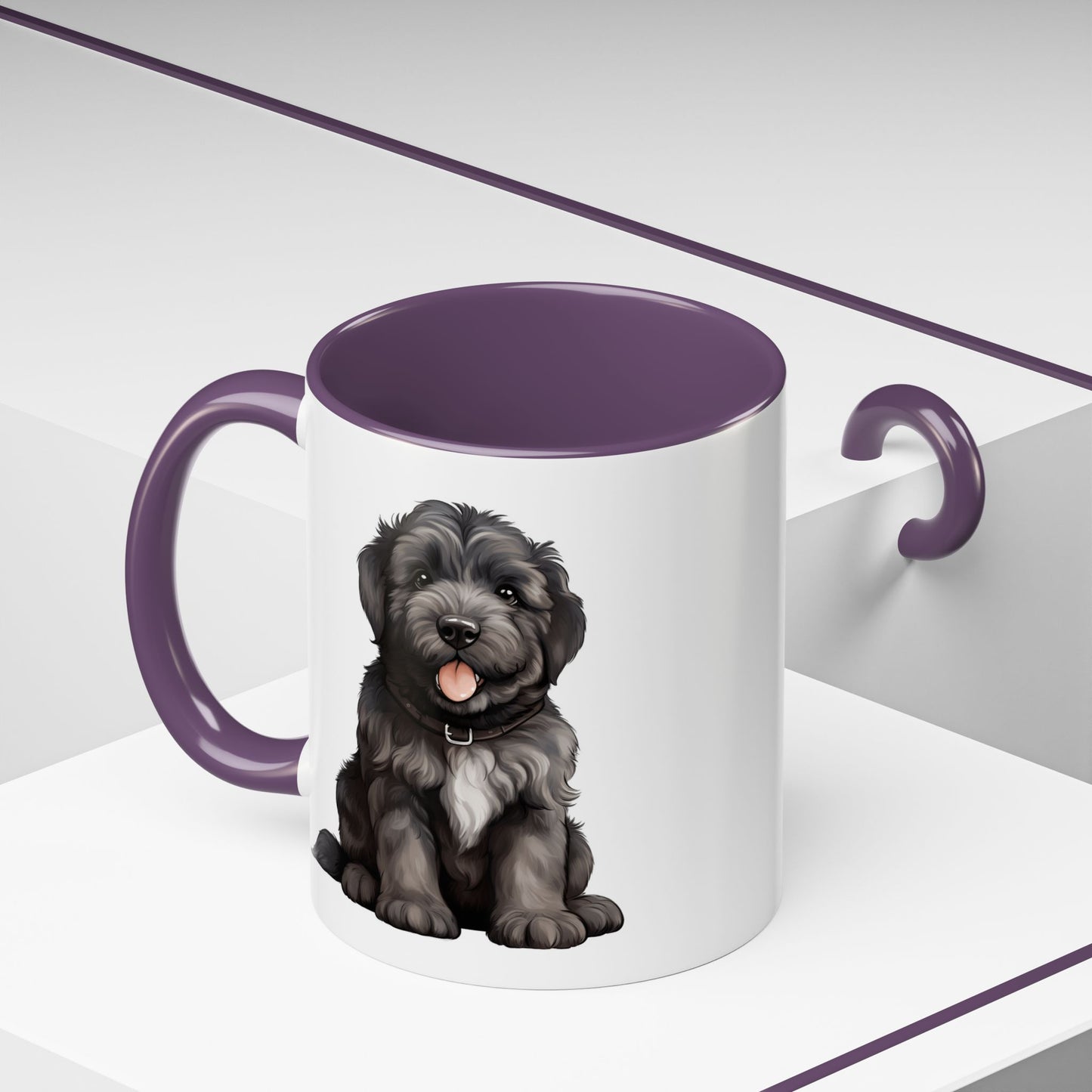 Cute Bouvier Des Flanders Dog Design Accent Coffee Mug - 11oz & 15oz