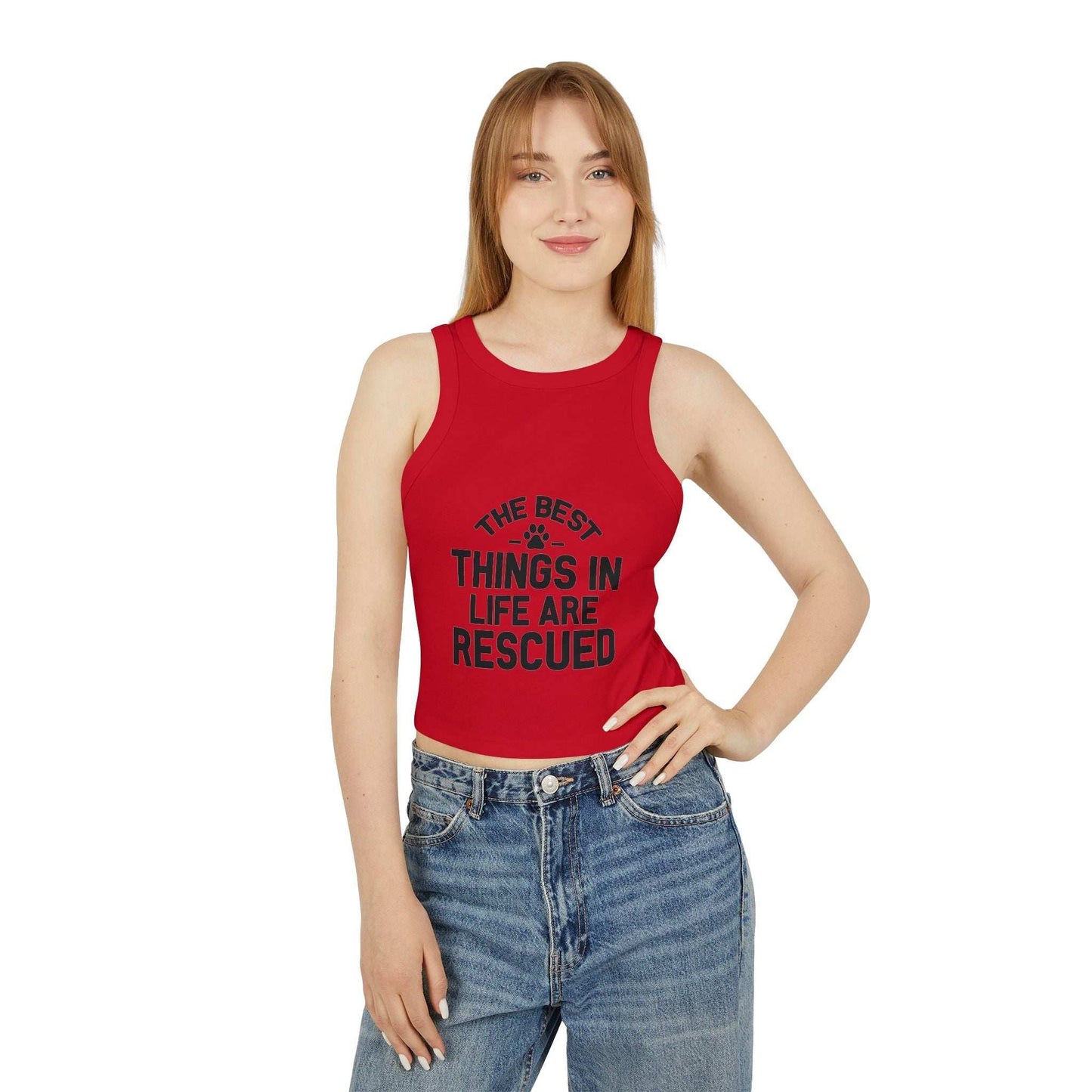 Rescue Love Women's Micro Rib Racer Tank Top - The Best Things in Life Are Rescued | Purrfect Pet Haven