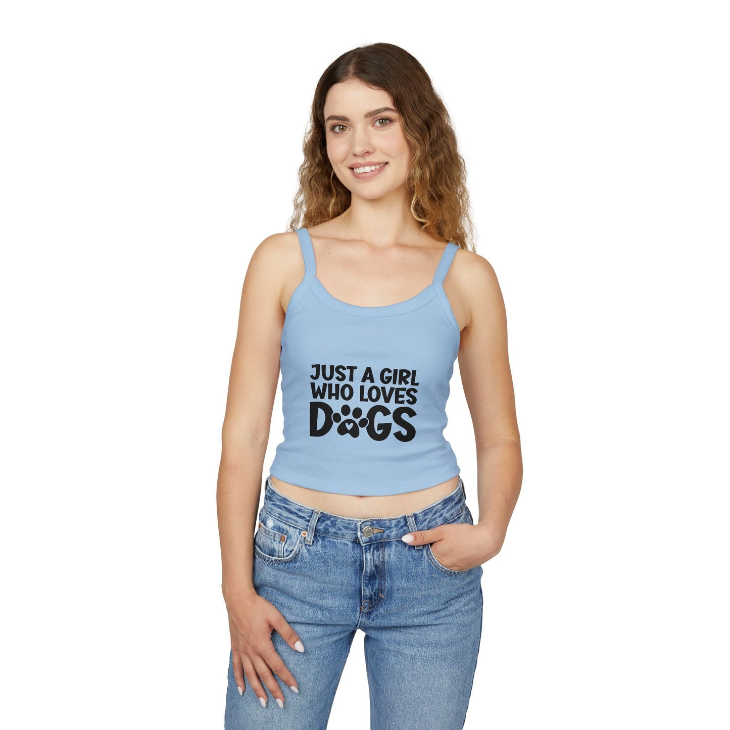 Just a Girl Who Loves Dogs Spaghetti Strap Tank Top - Cute Pet Lover Apparel | Purrfect Pet Haven